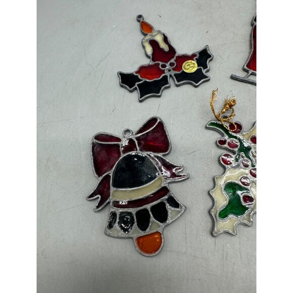 Set Of 6 Vintage Christmas-Themed Stained Resin Style Ornaments Handmade READ - Picture 8 of 16